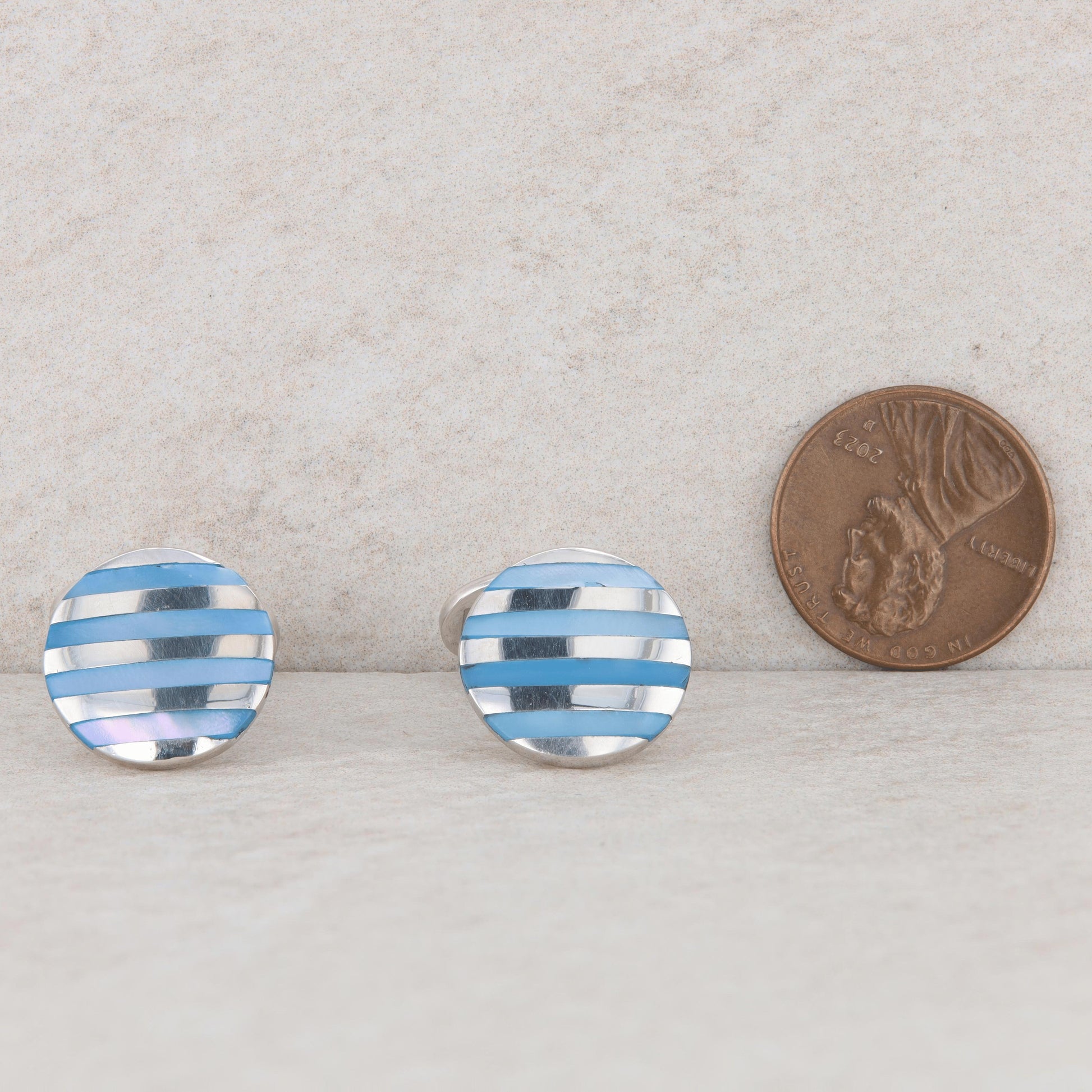 Sterling Silver Brooks Brothers Mother of Pearl Striped Cufflinks