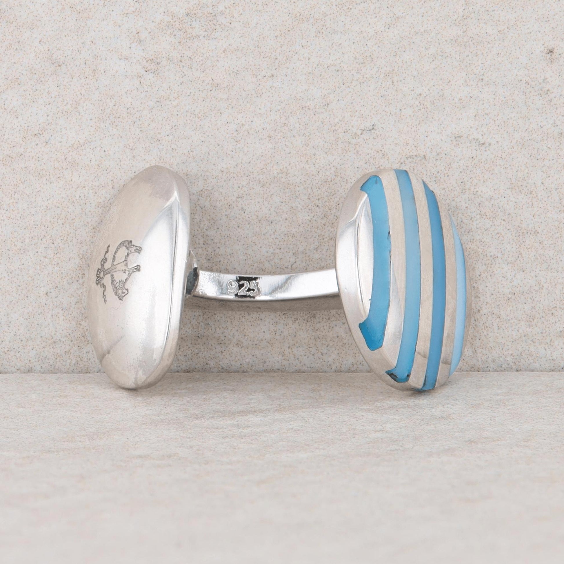 Sterling Silver Brooks Brothers Mother of Pearl Striped Cufflinks