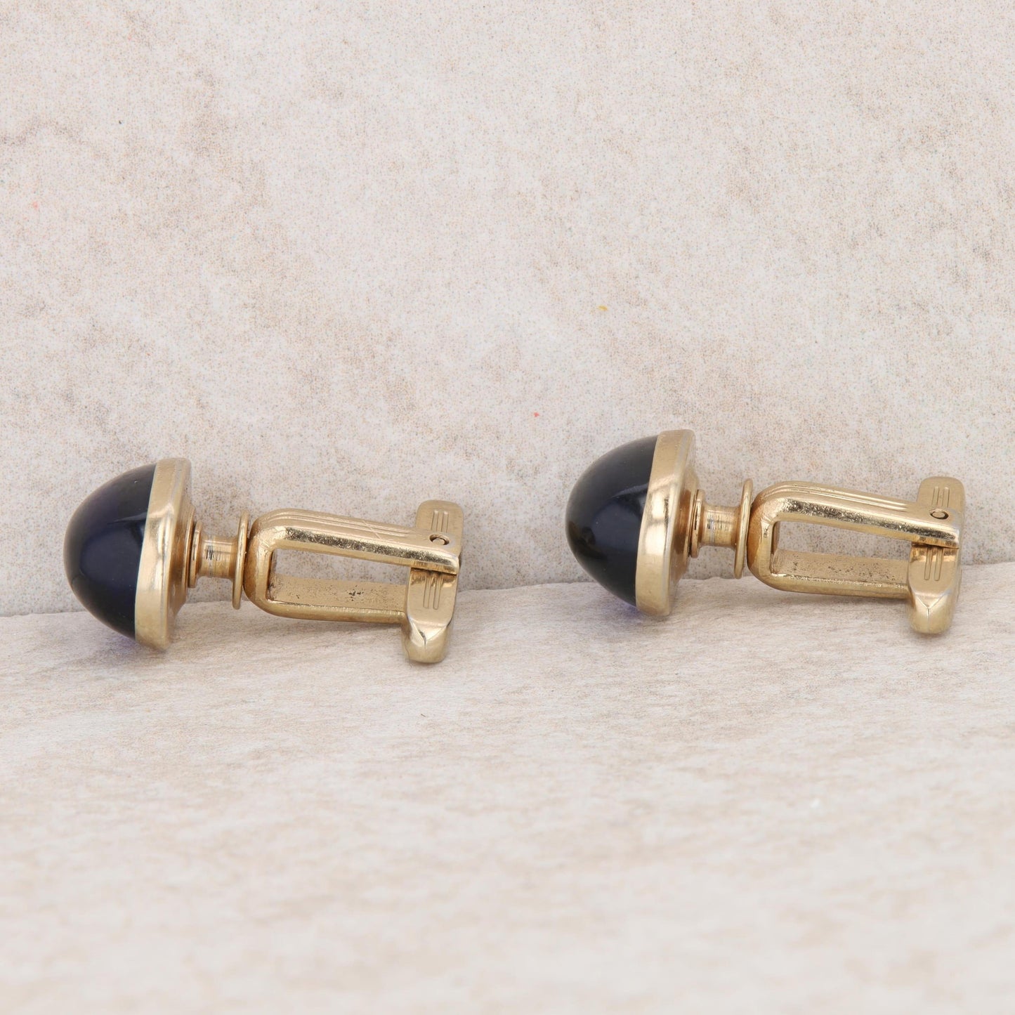 Gold Tone Oval Blue Cabochon Men's Cufflinks, Hickok USA