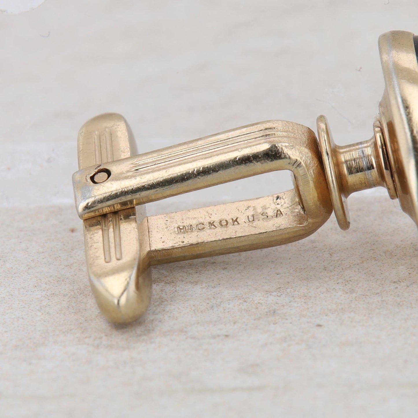 Gold Tone Oval Blue Cabochon Men's Cufflinks, Hickok USA