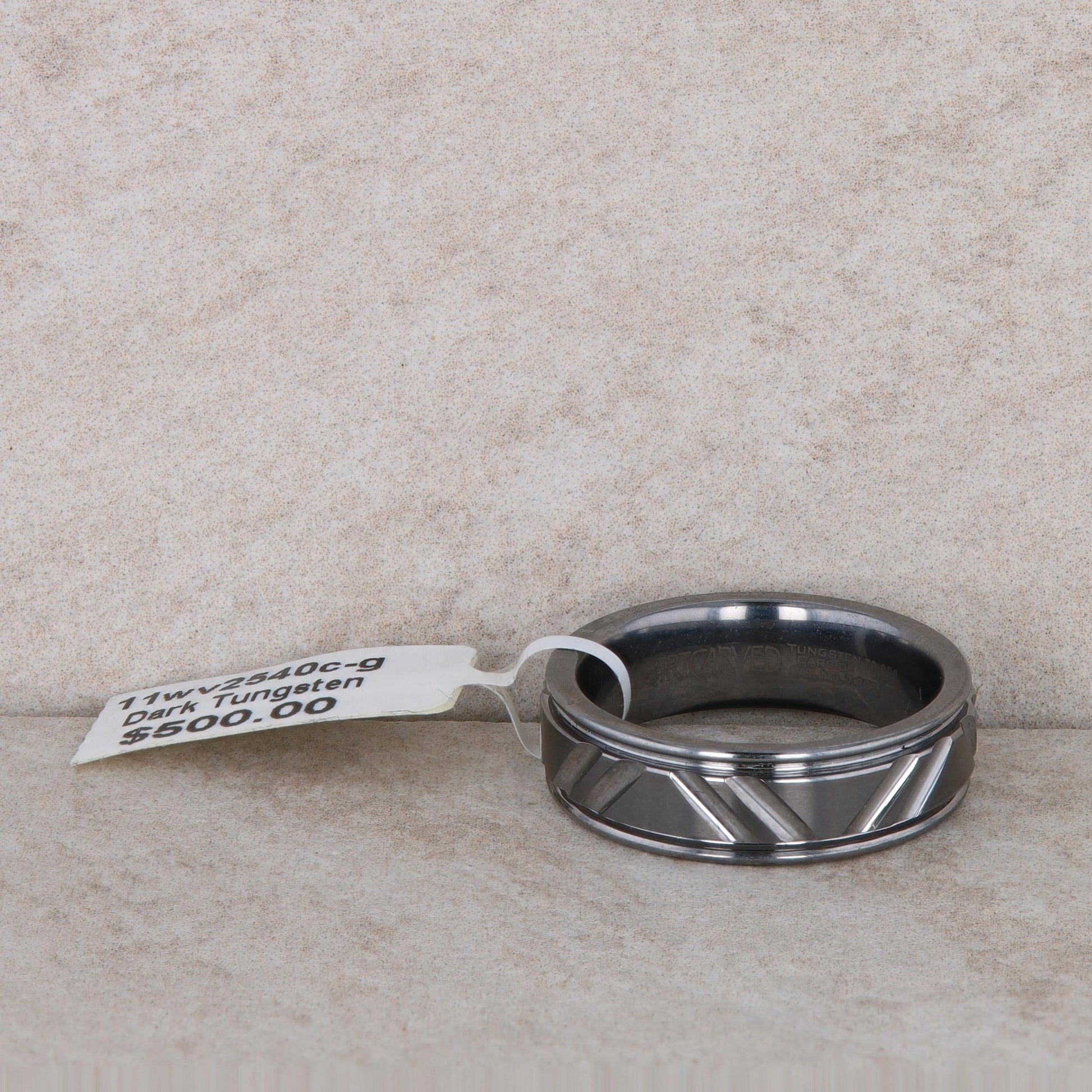 Men's Dark Tungsten Art Carved 7mm Band