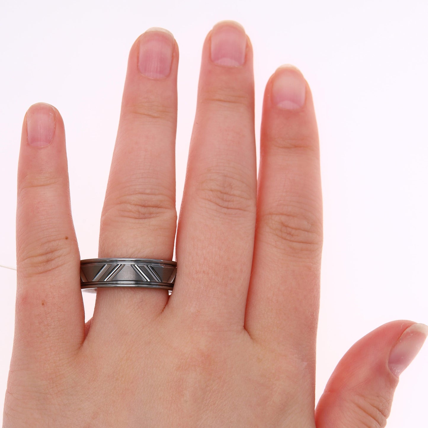 Men's Dark Tungsten Art Carved 7mm Band