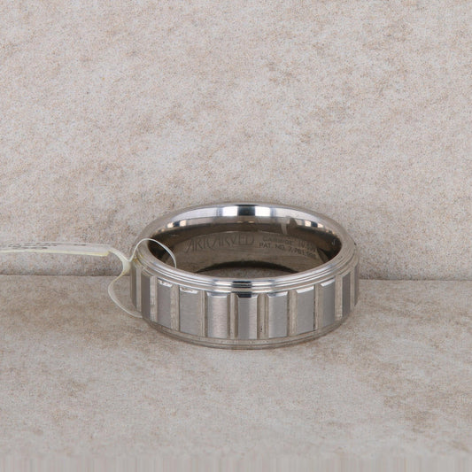 Men's White Tungsten Art Carved 8mm Band