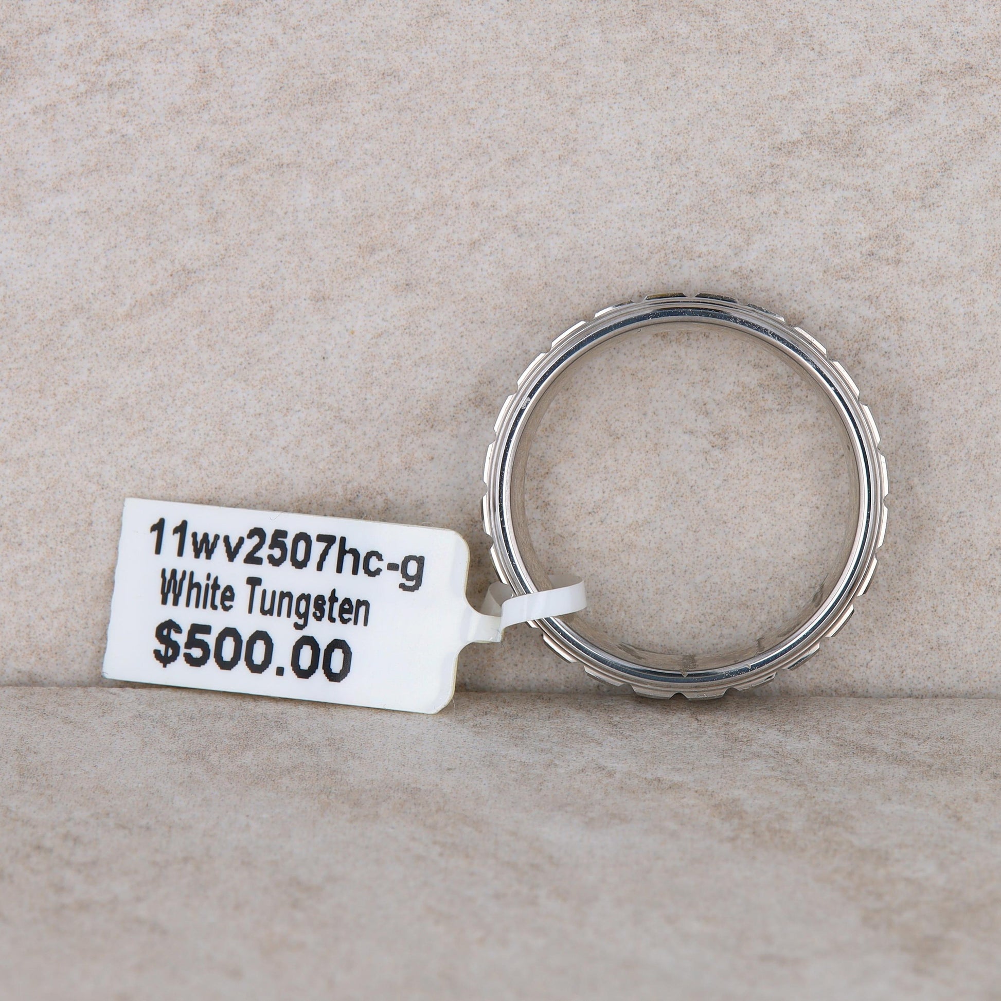 Men's White Tungsten Art Carved 8mm Band