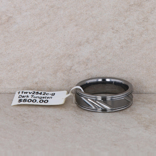 Men's Art Carved 'Colebrook' Dark Tungsten Band