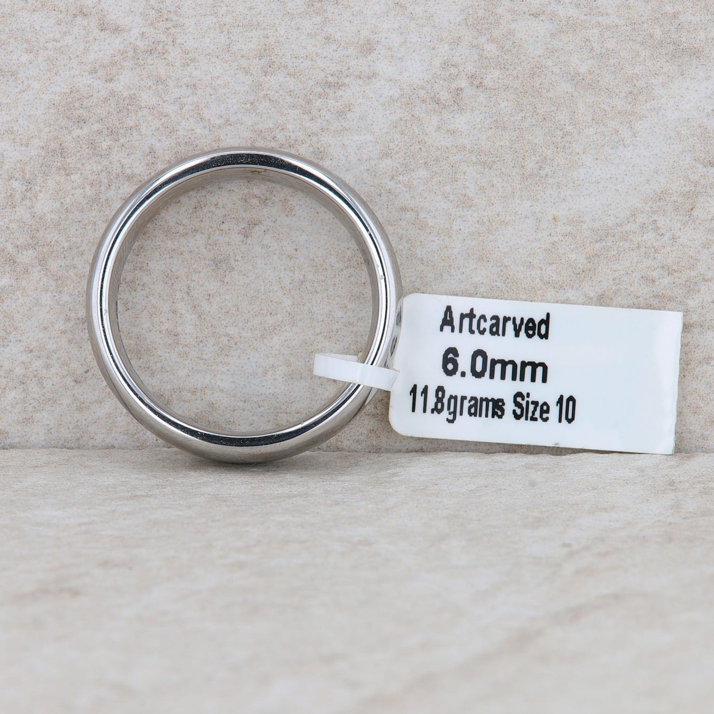 Men's Art Carved White Tungsten Wedding Band