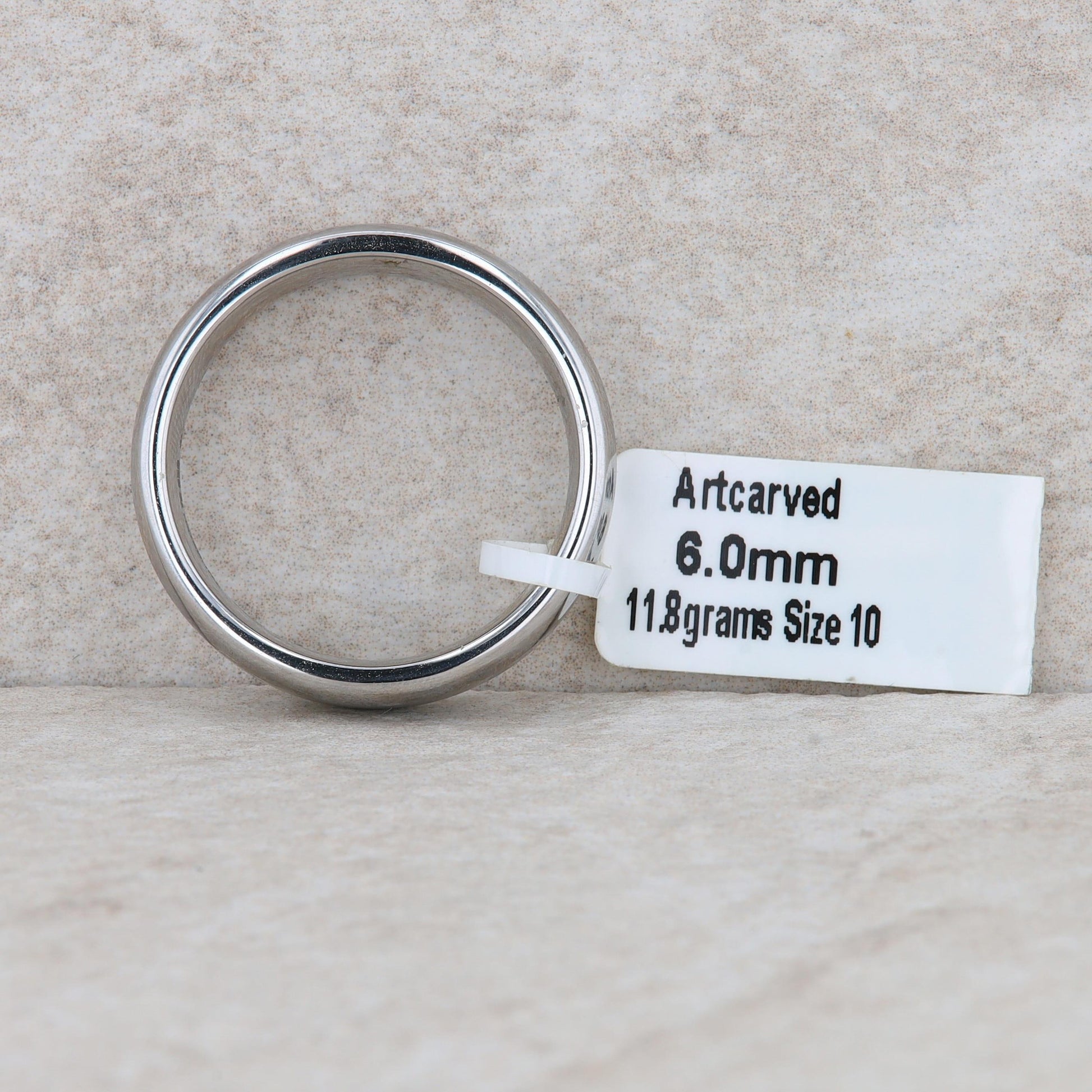 Men's Art Carved White Tungsten Wedding Band