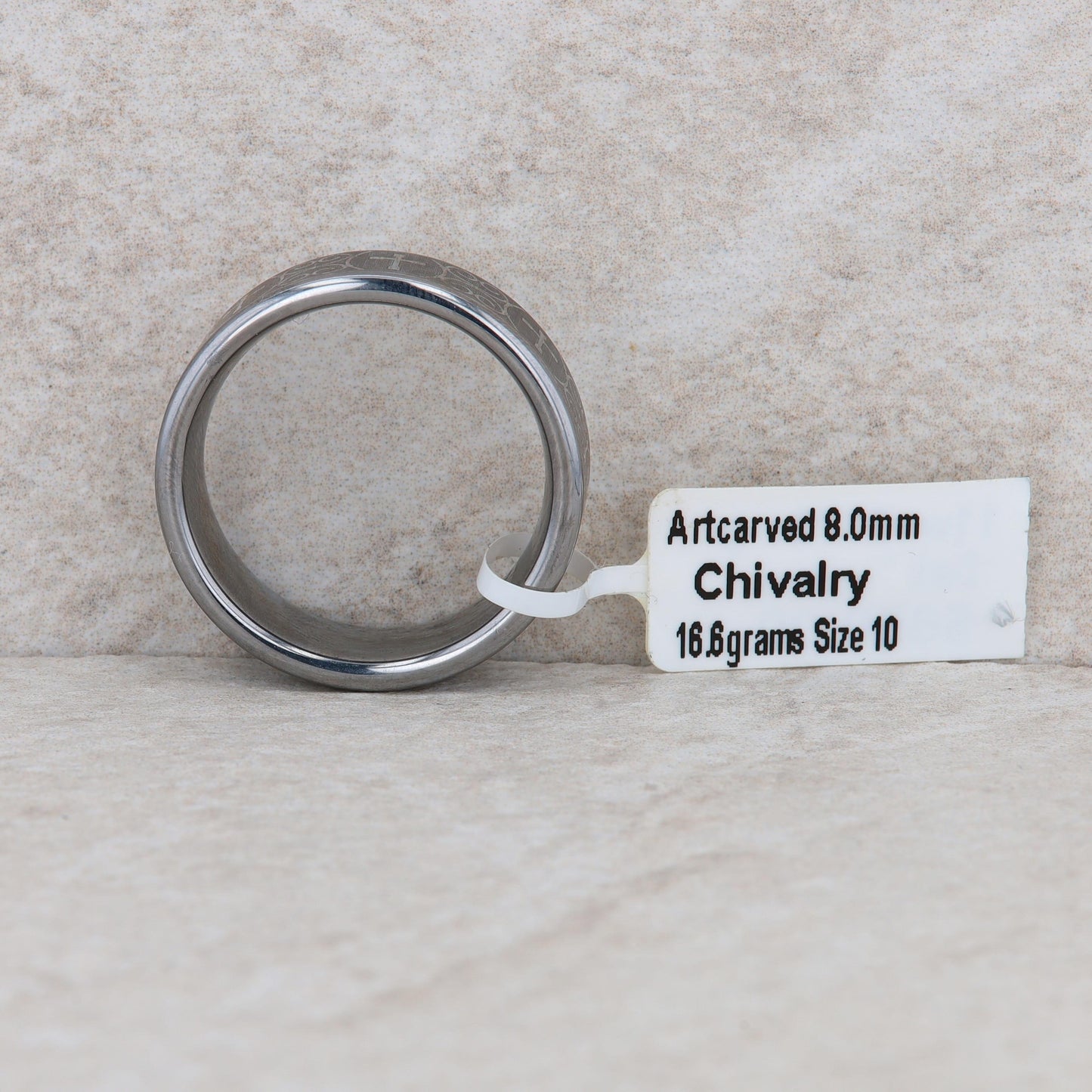 Men's Art Carved Dark Tungsten 'Chivalry' Wedding Band