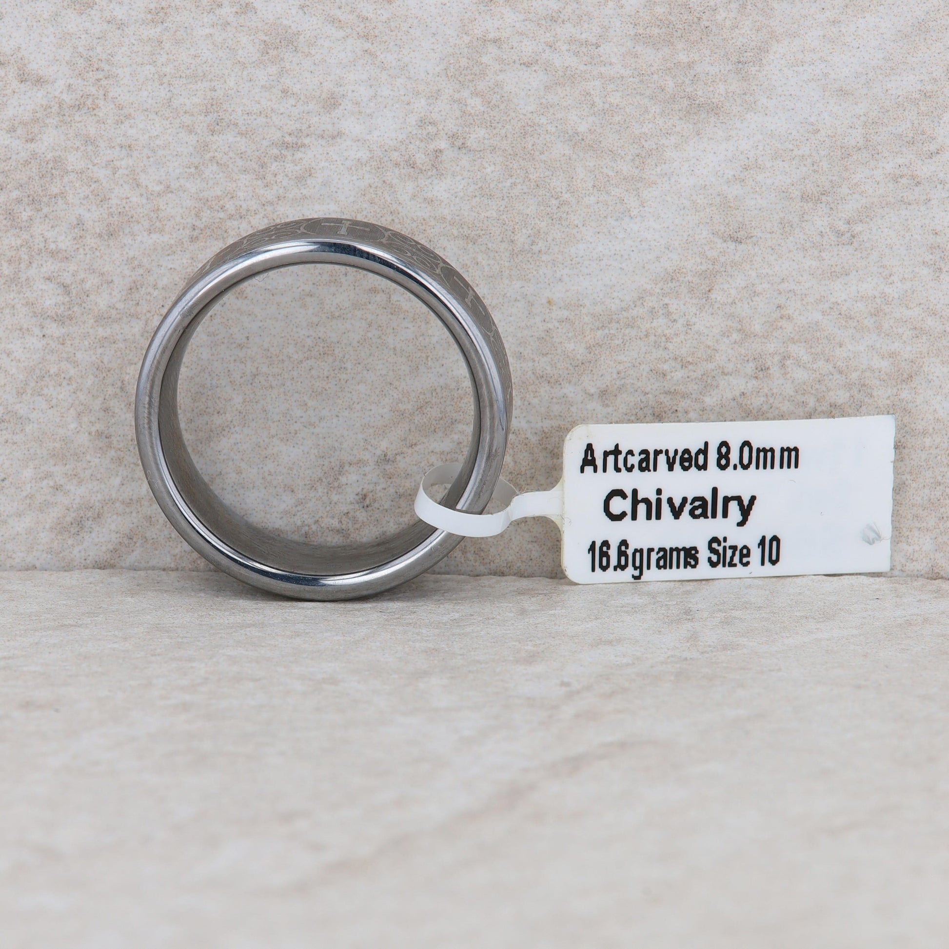 Men's Art Carved Dark Tungsten 'Chivalry' Wedding Band