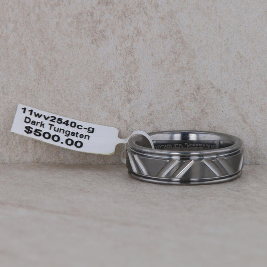 Men's Art Carved Dark Tungsten 'Calvert' Wedding Band