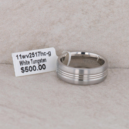 Men's Art Carved White Tungsten 'Carter' Wedding Band