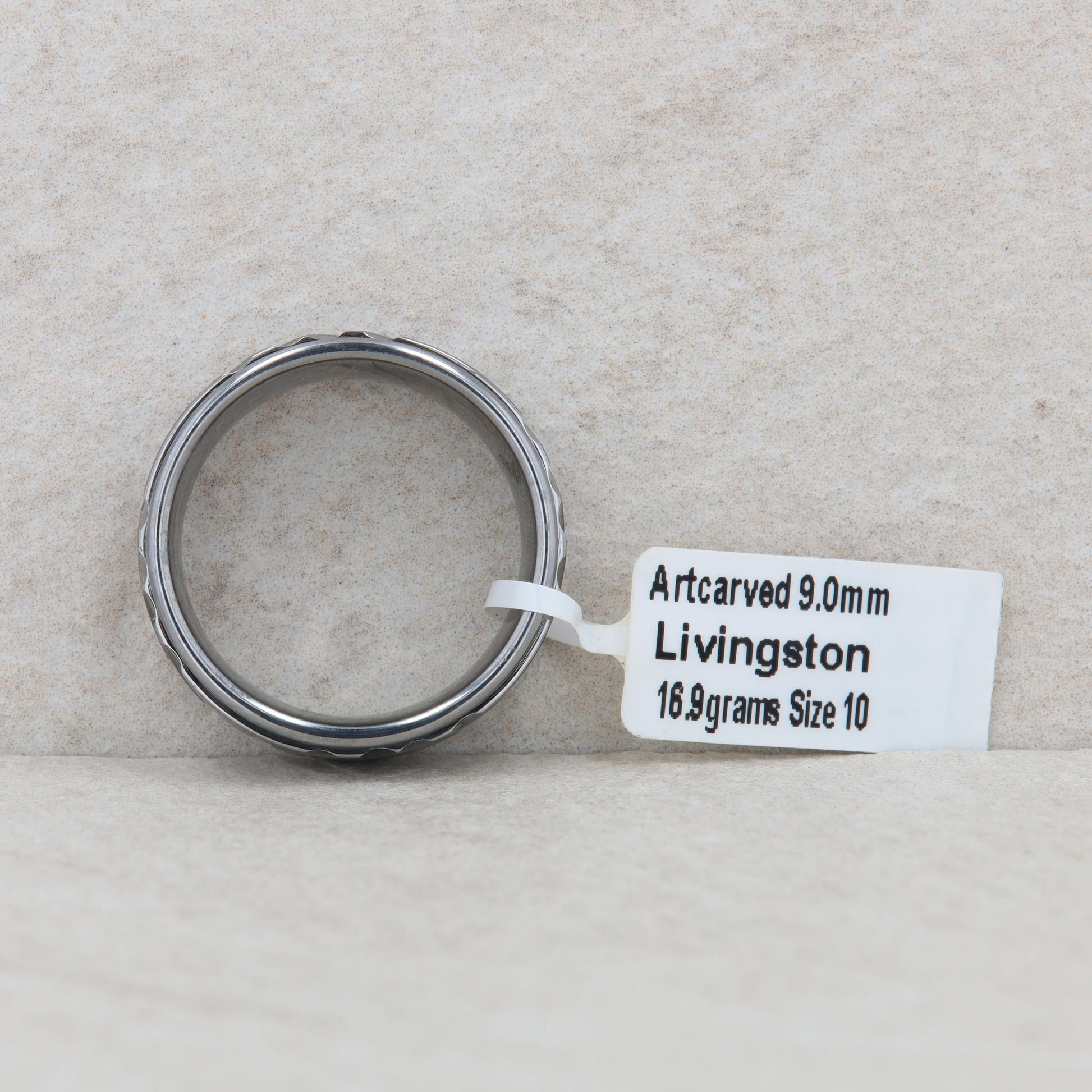 Men's Art Carved Dark Tungsten 'Livingston' Wedding Band