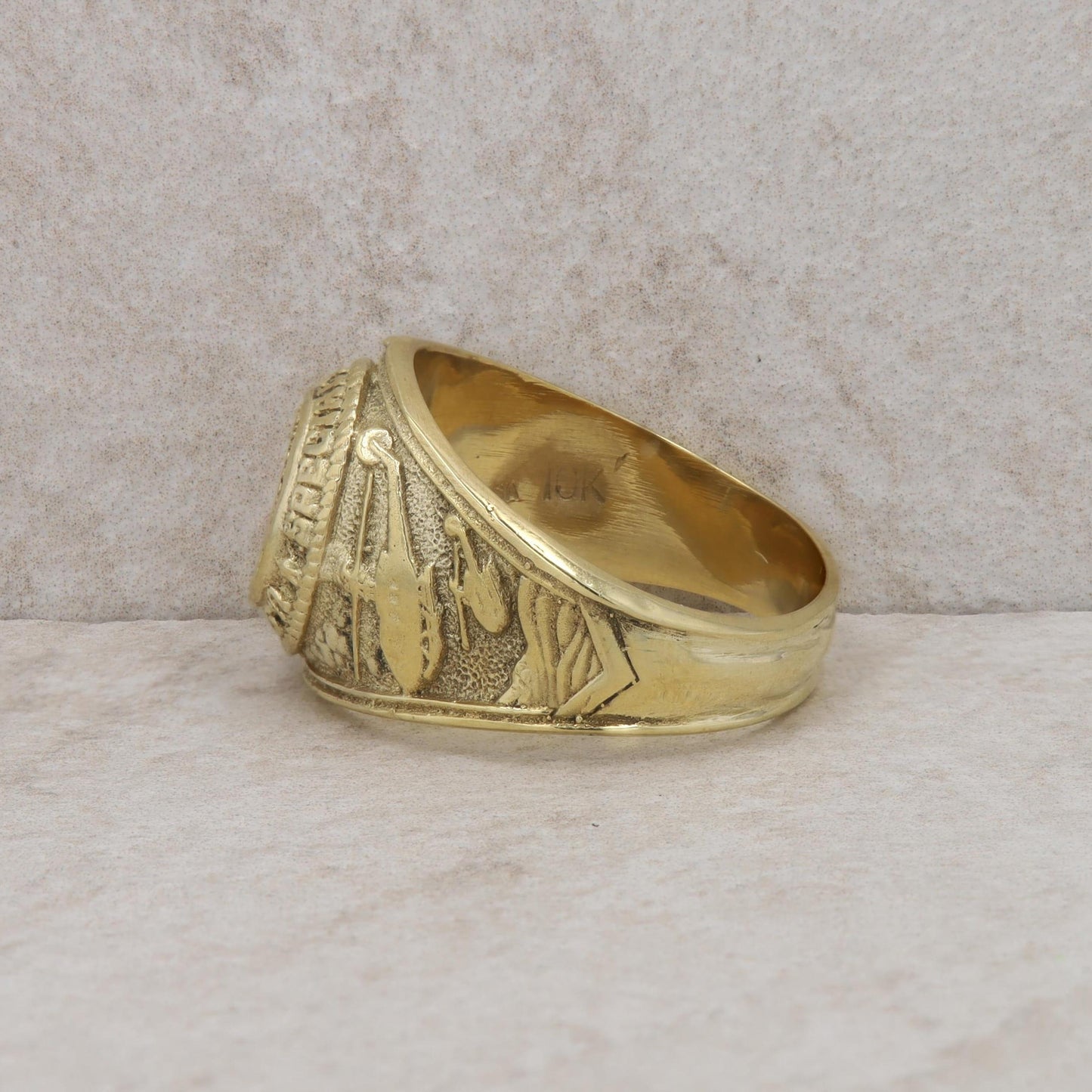 10k Yellow Gold U.S. Army Special Forces Men's Signet Class Style Ring 14.43g