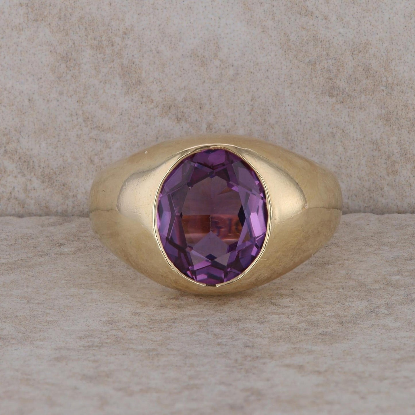 10k Yellow Gold Men's Synthetic Sapphire Ring