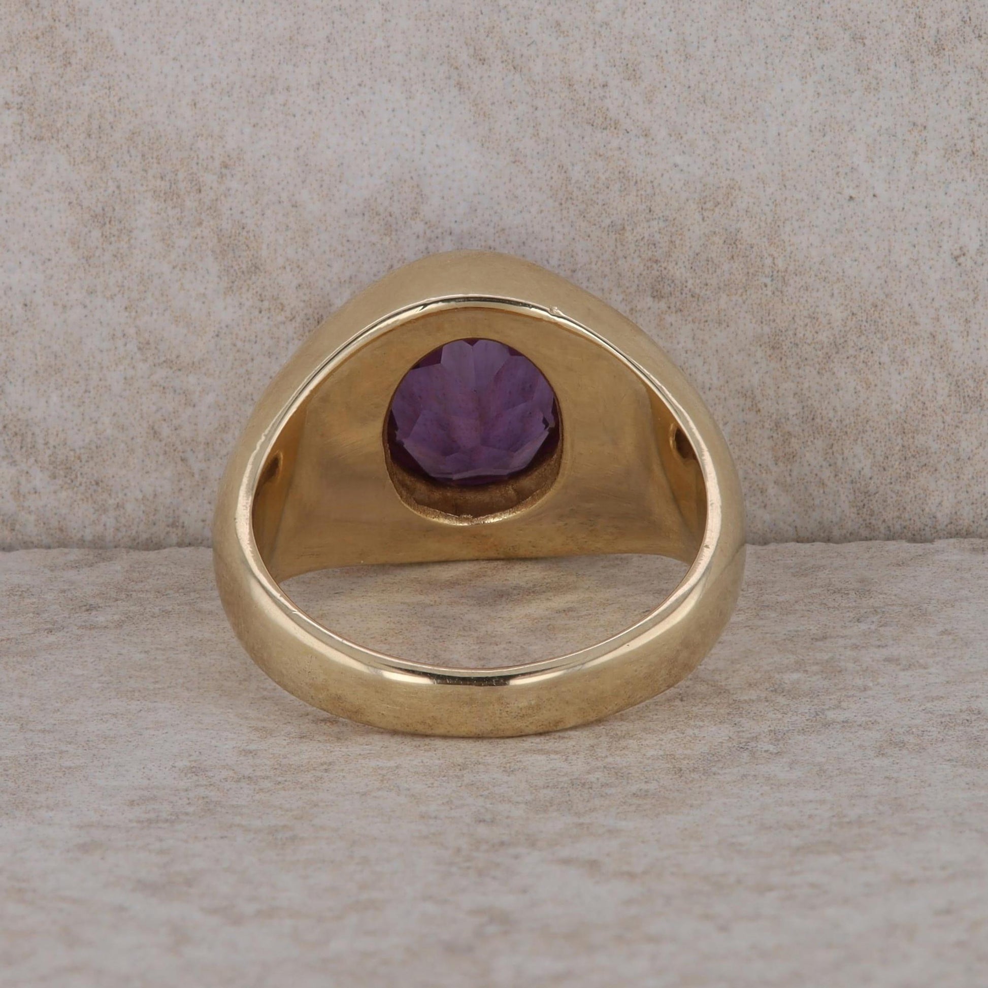 10k Yellow Gold Men's Synthetic Sapphire Ring