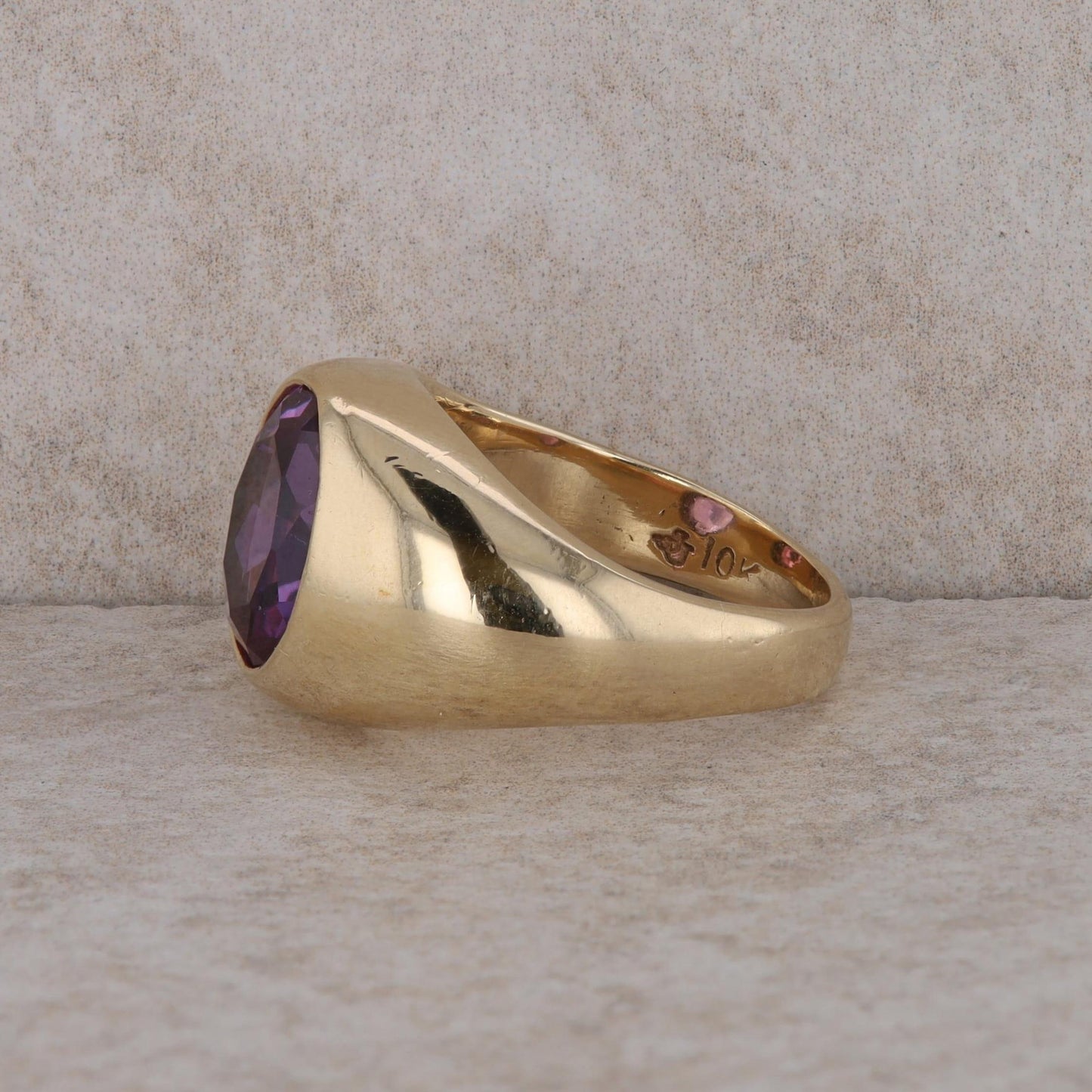 10k Yellow Gold Men's Synthetic Sapphire Ring