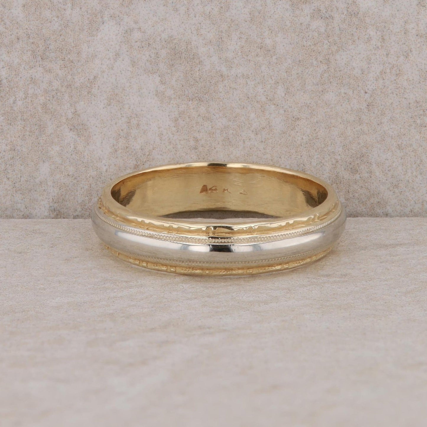 14k Yellow and White Gold Mens Wedding Band