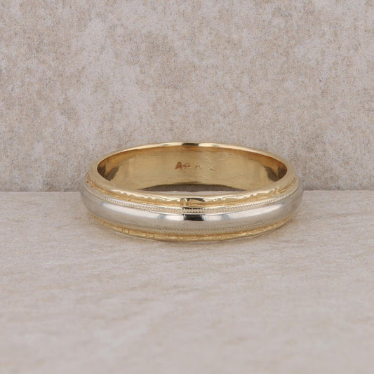 14k Yellow and White Gold Mens Wedding Band