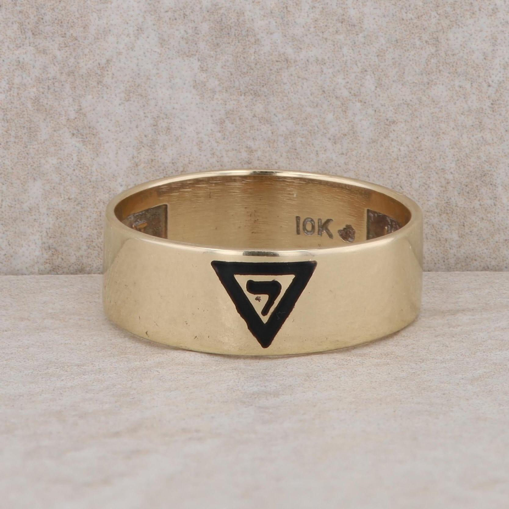 10k Yellow Gold Black 14th Degree Grand Elect Master Masonic Band