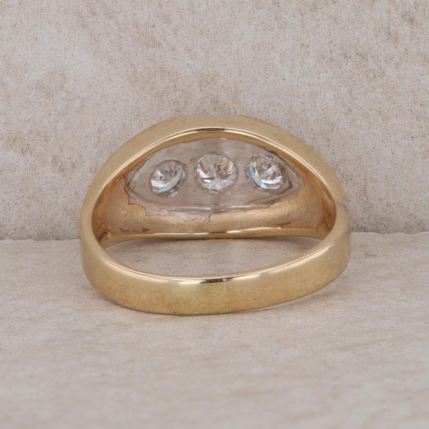 14k Yellow and White Gold 3 Diamond Men's Ring