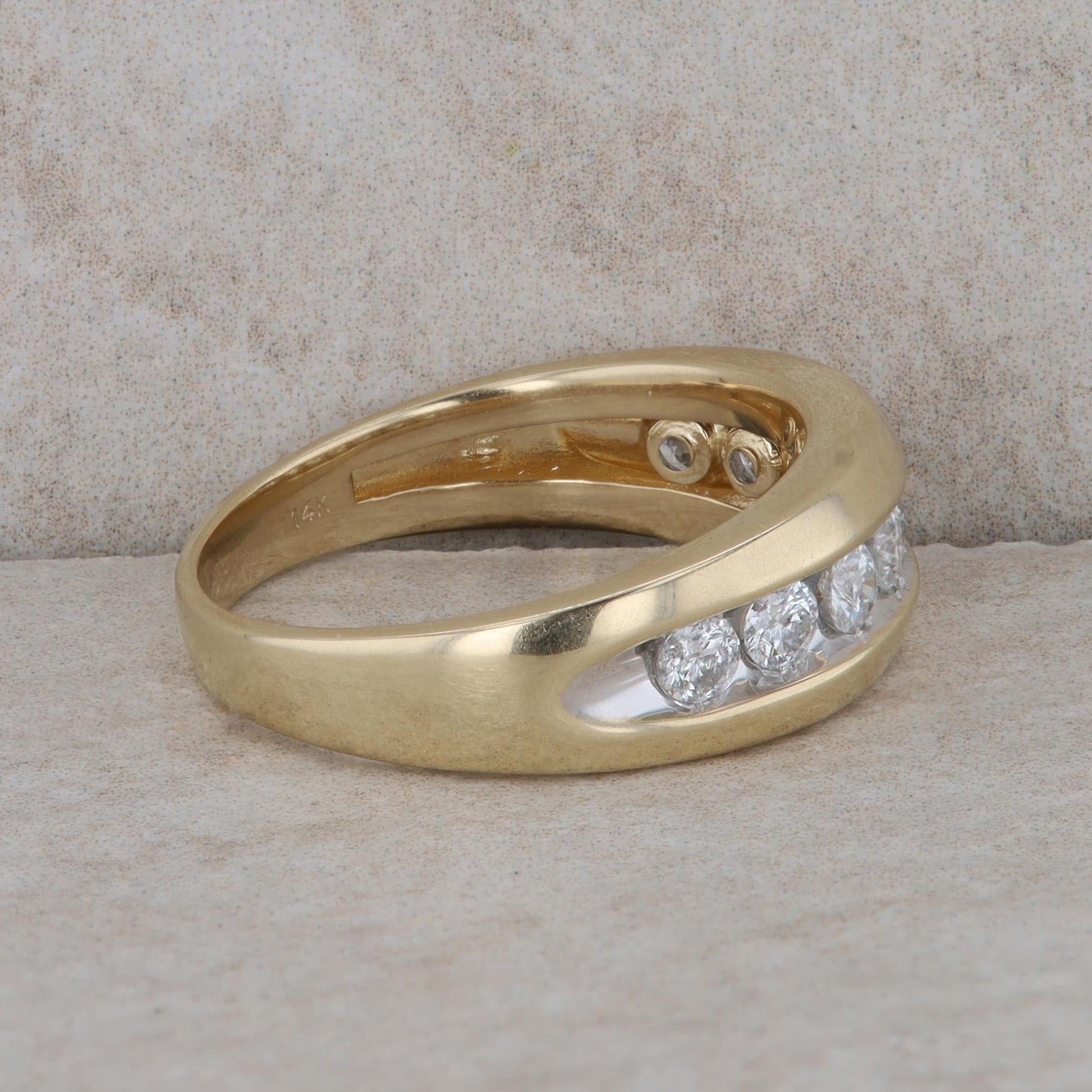 14k Yellow Gold 8 Diamond Channel Set Band