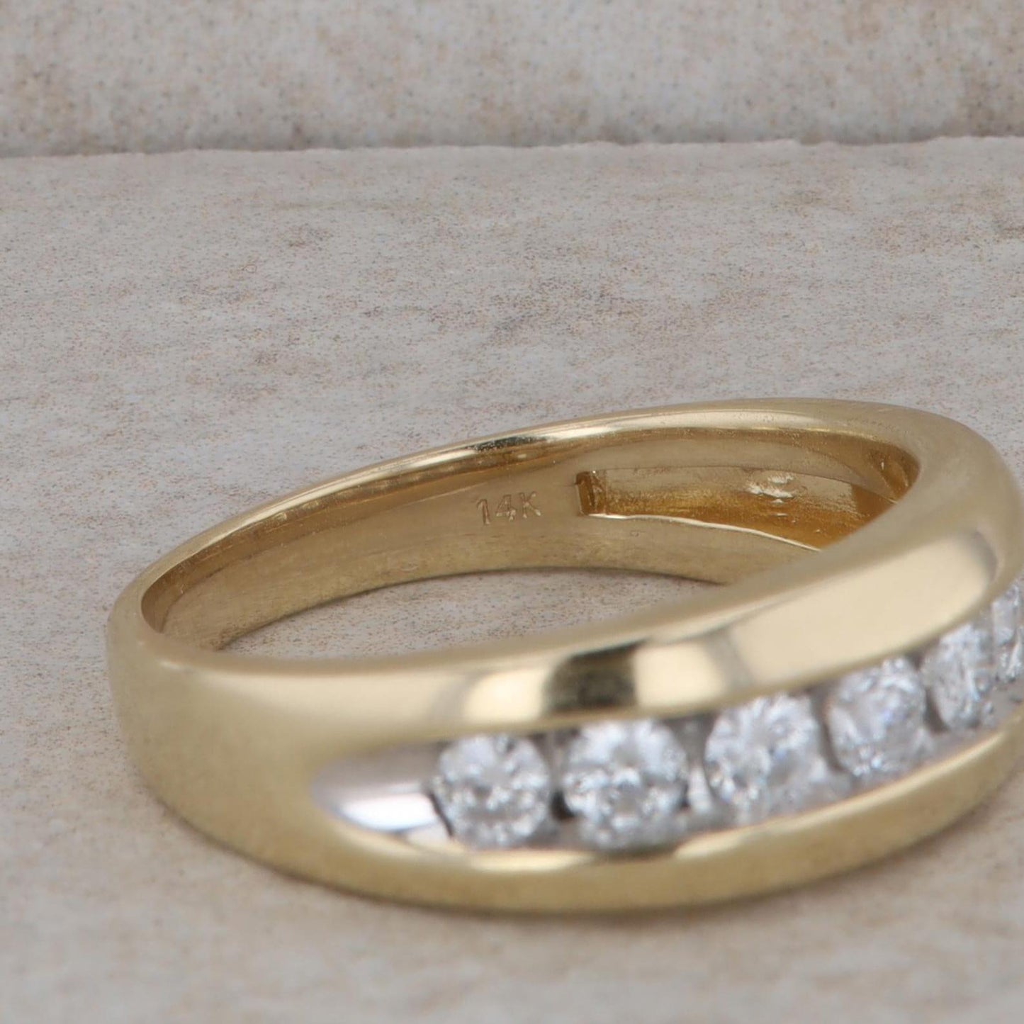 14k Yellow Gold 8 Diamond Channel Set Band