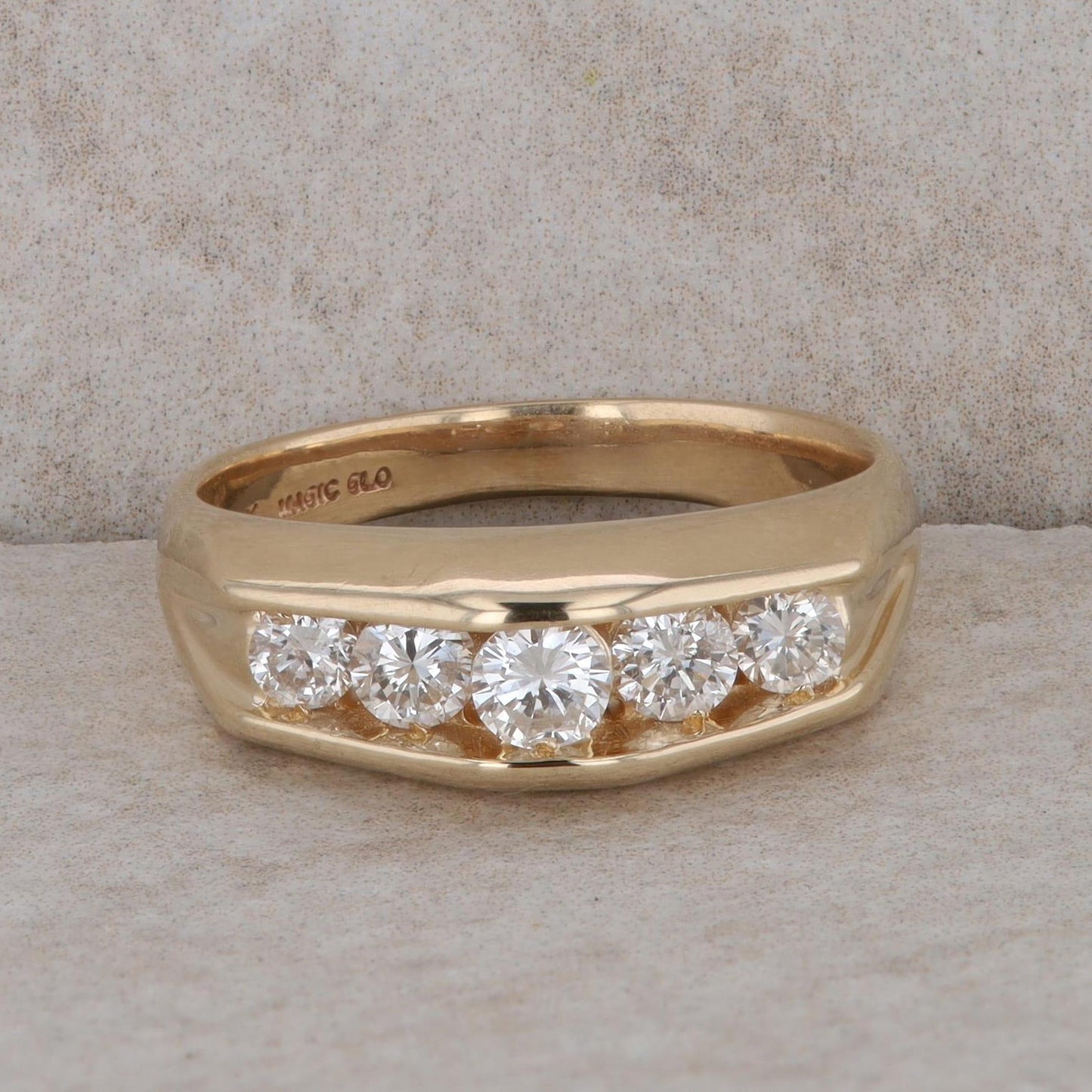 14k Yellow Gold 5 Diamond Channel Set Ring