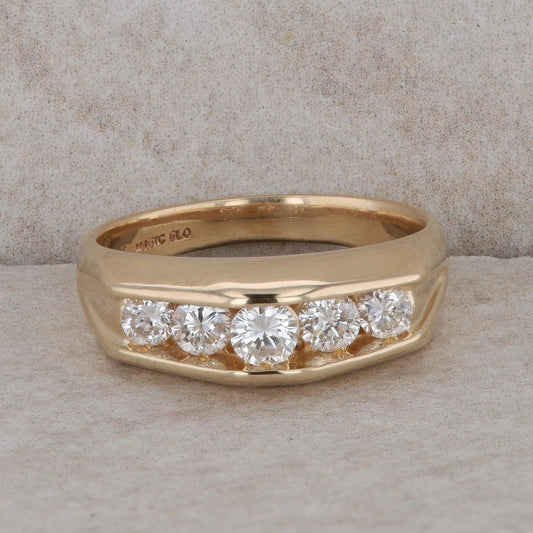 14k Yellow Gold 5 Diamond Channel Set Ring