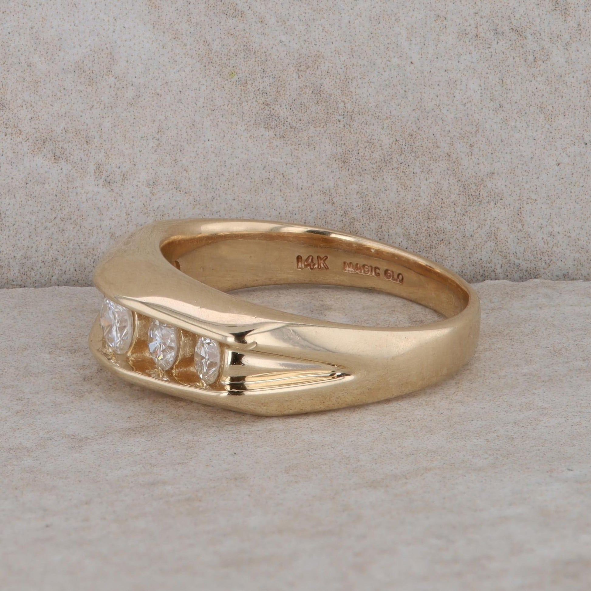 14k Yellow Gold 5 Diamond Channel Set Ring