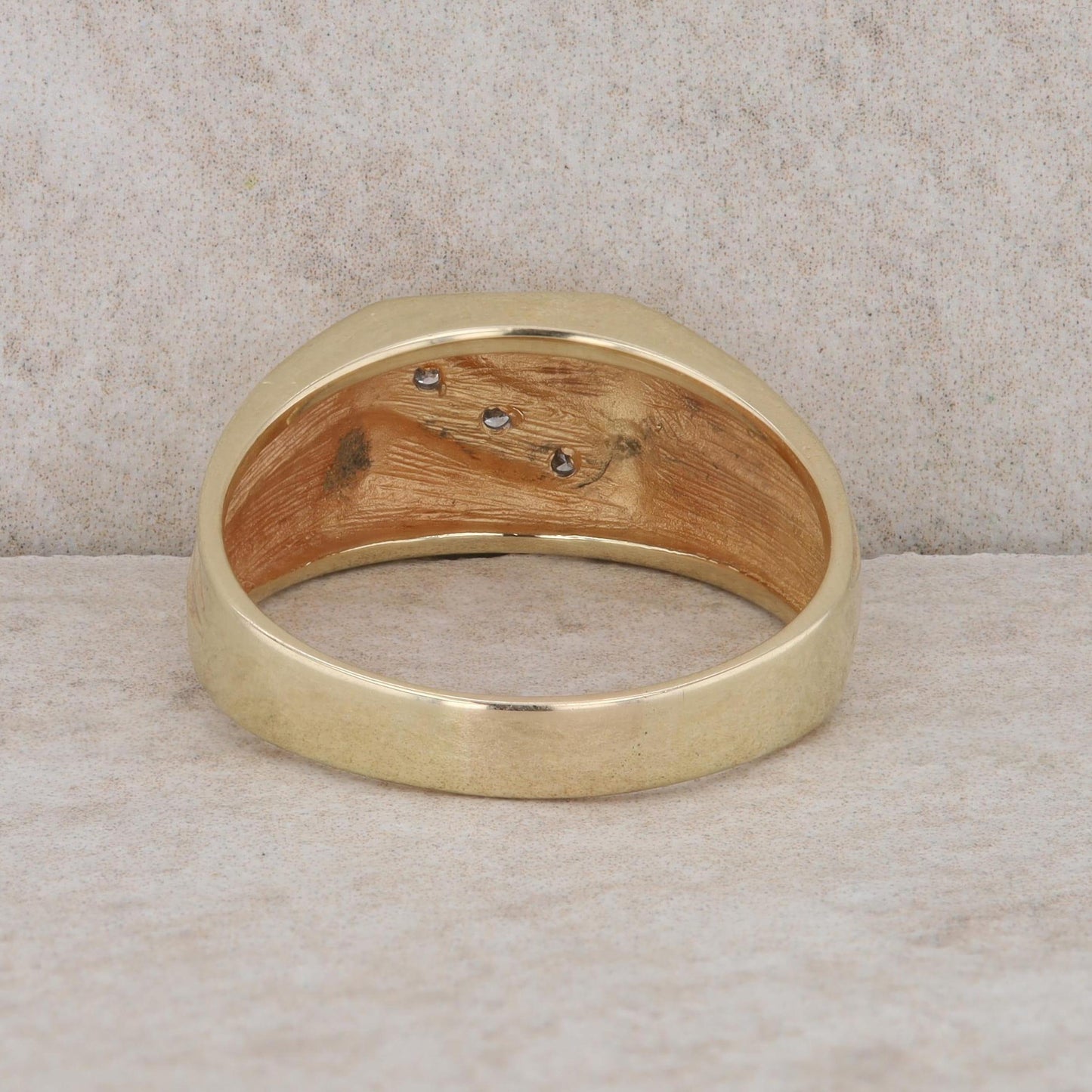 10k Yellow Gold 3 Diamond Square Men's Ring