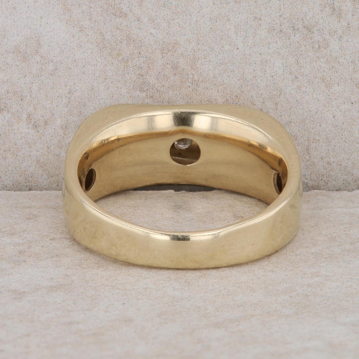 14k Yellow Gold Diamond Swirl Style Men's Ring