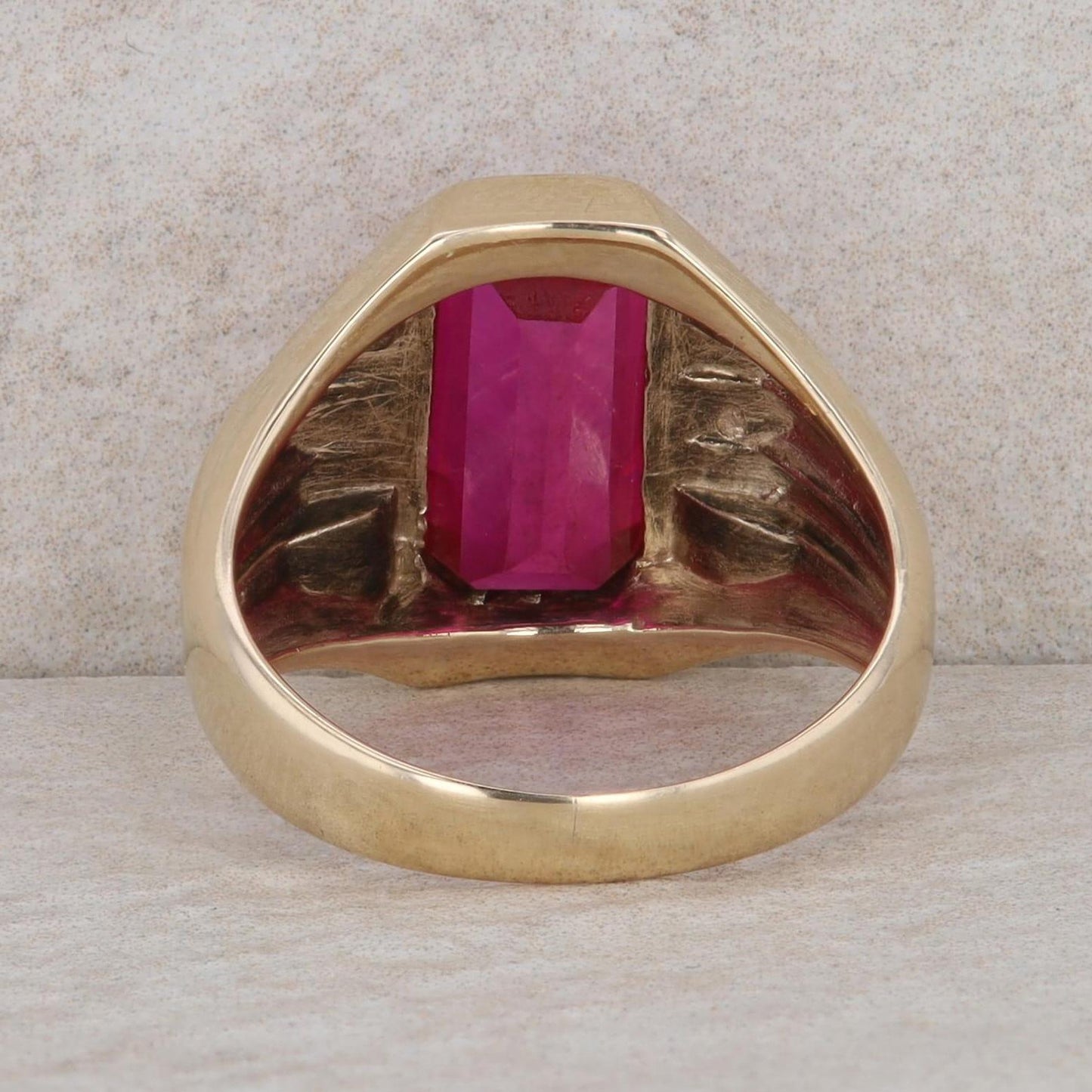 10k Yellow Gold Men's Ring Synthetic Ruby Ring