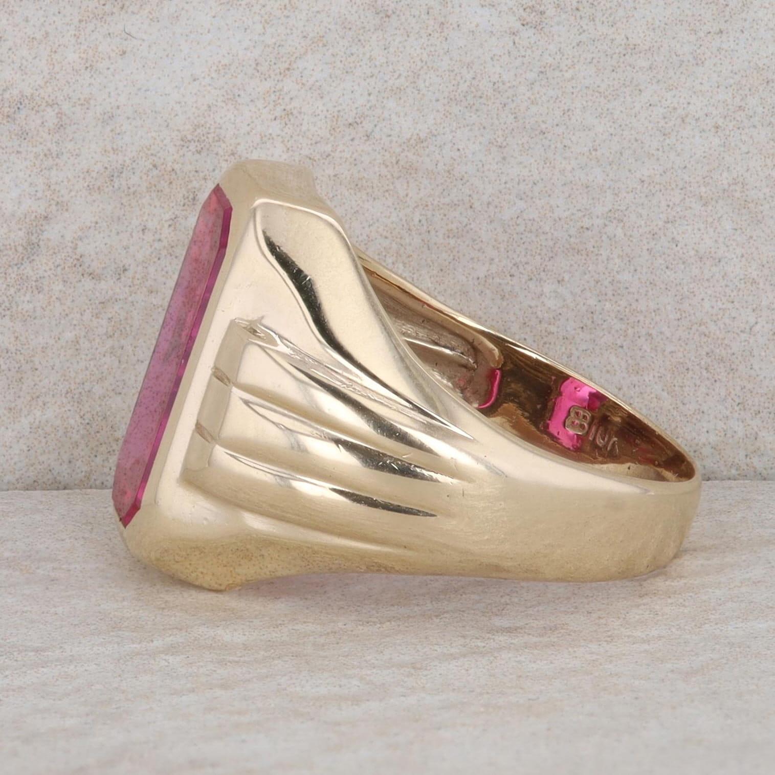 10k Yellow Gold Men's Ring Synthetic Ruby Ring