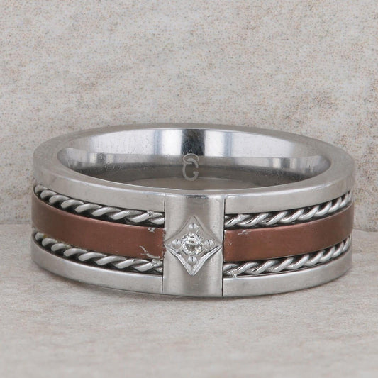 Stainless Steel Copper Color 3 Row Rope Twist Men's Band