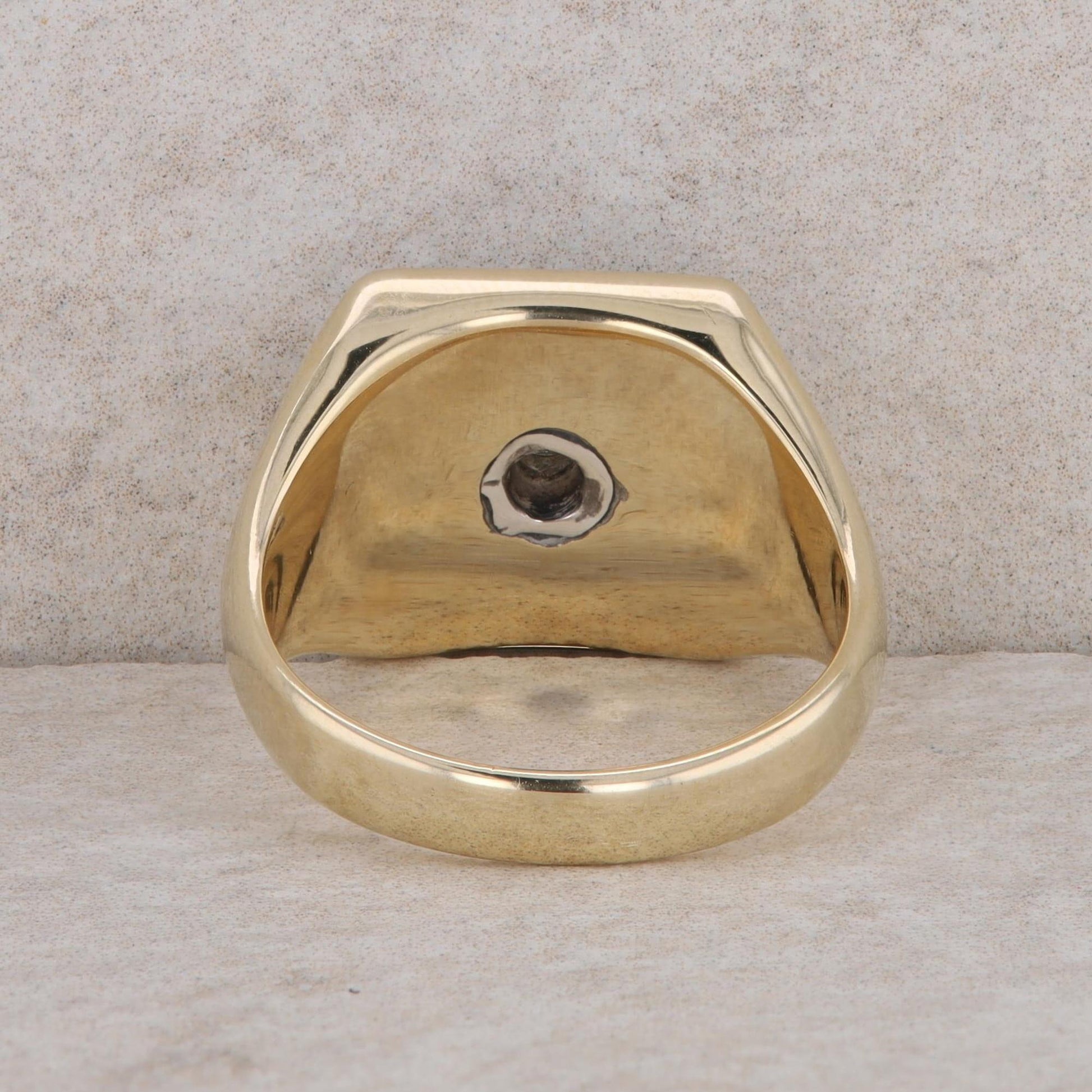 10k Yellow Gold Men's Onyx and Diamond Ring