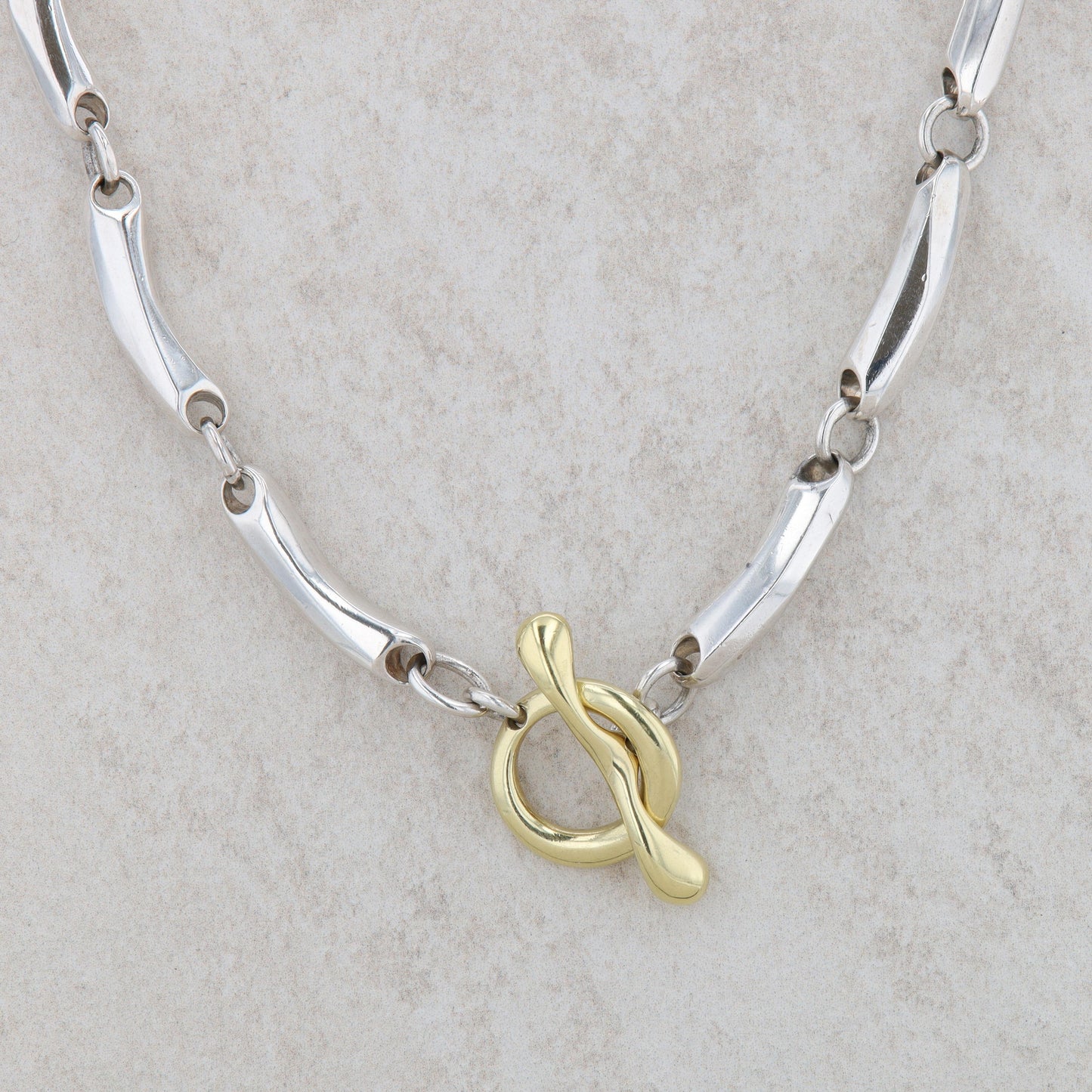 18k Yellow Gold and Silver Robert Lee Morris Link Necklace