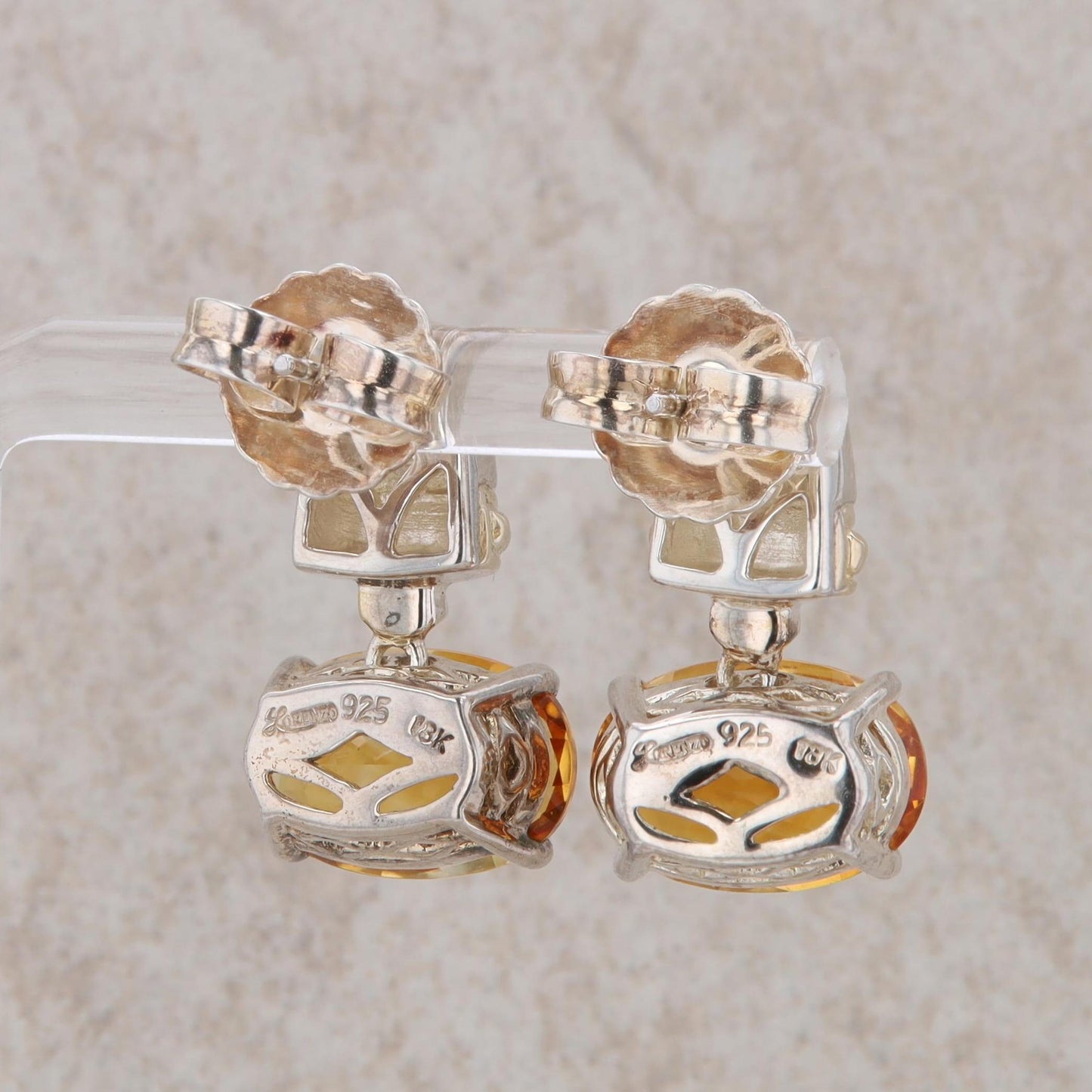 Sterling Silver and 18k Yellow Gold Oval Citrine Earrings