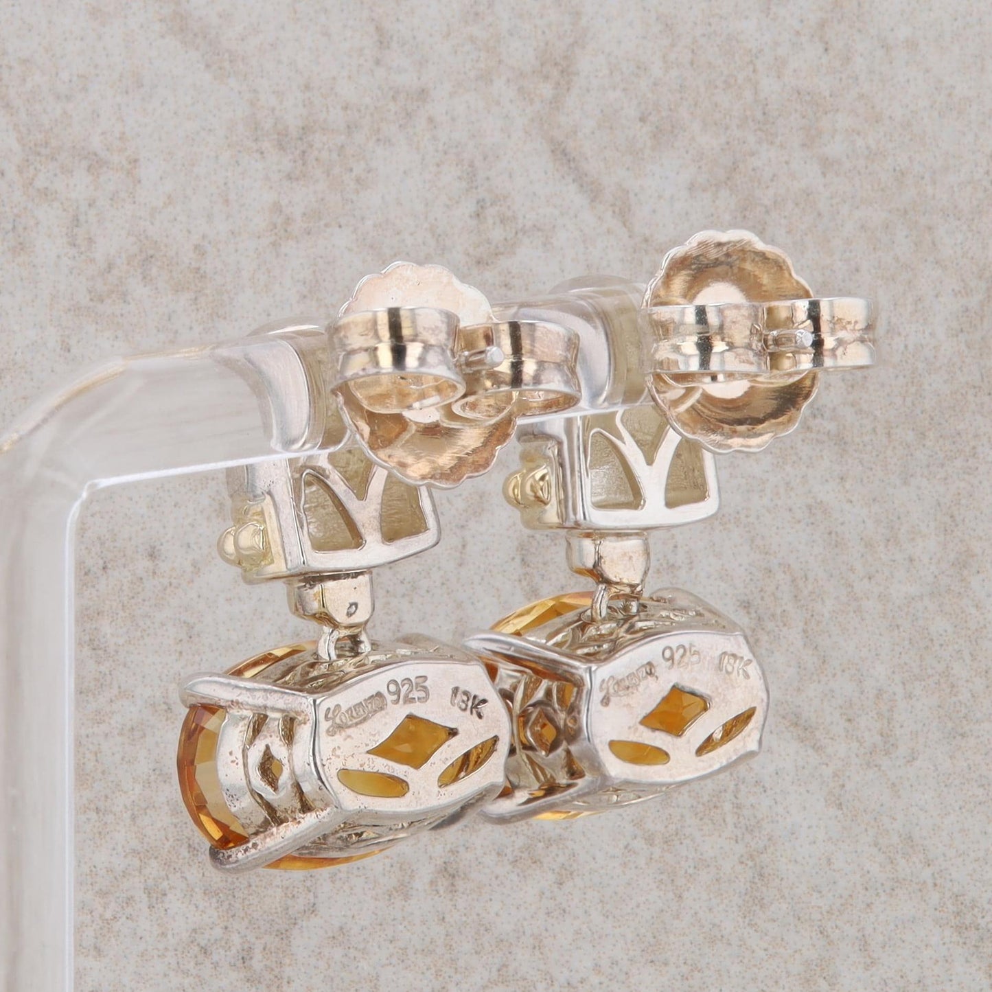 Sterling Silver and 18k Yellow Gold Oval Citrine Earrings