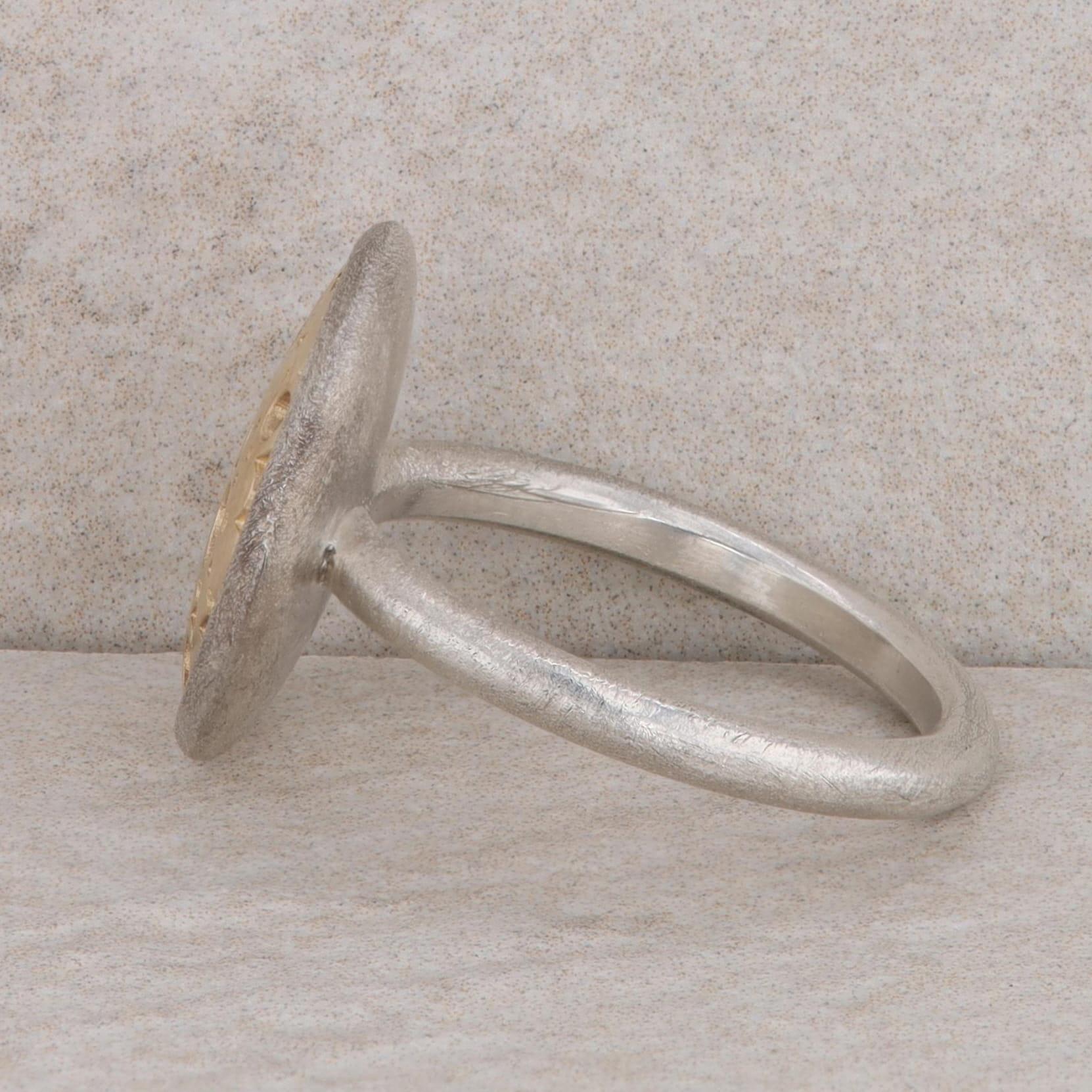 Sterling Silver and 14k Yellow Gold Circle Disc Ring
