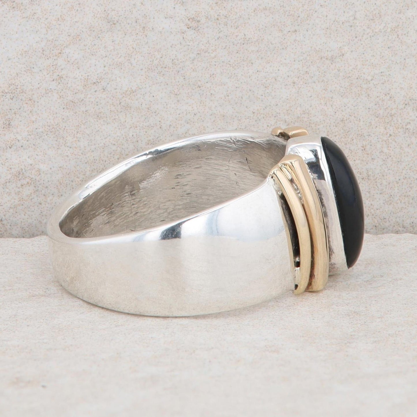 Sterling Silver and 14k Yellow Gold Onyx Ring