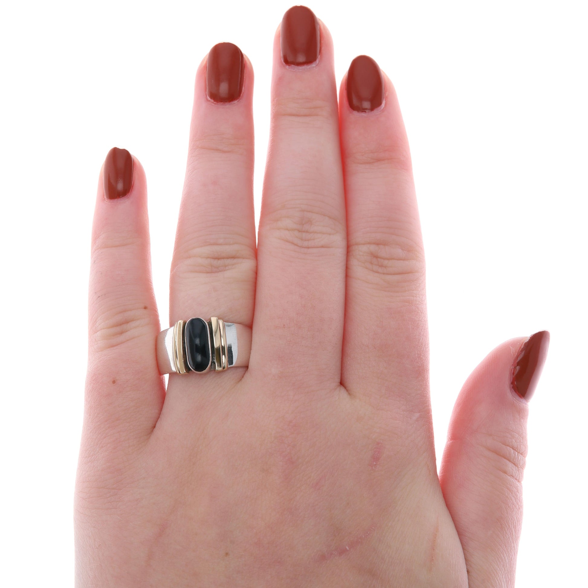 Sterling Silver and 14k Yellow Gold Onyx Ring