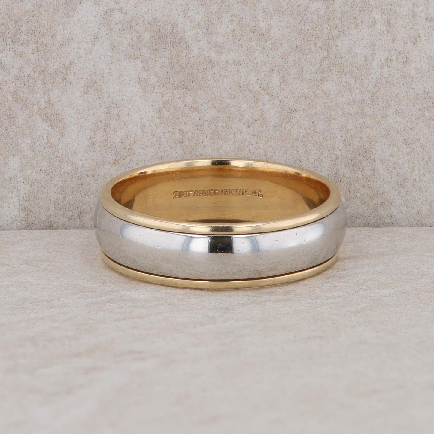 Art Carved 18k Yellow Gold and Platinum Comfort Fit Band