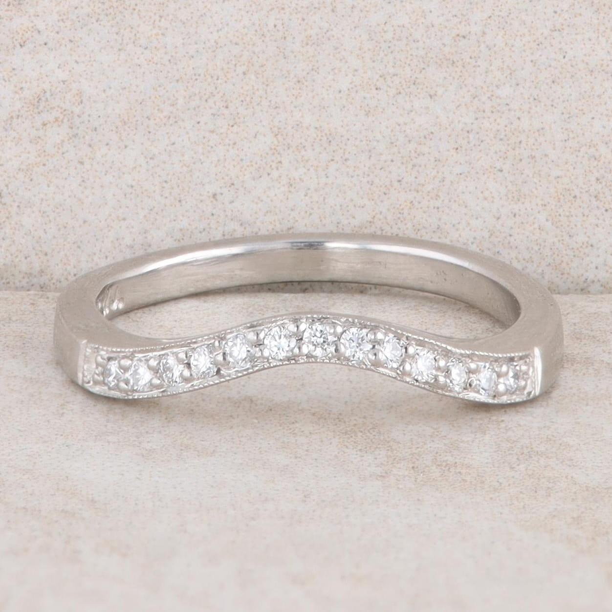 Platinum Diamond Curved Band