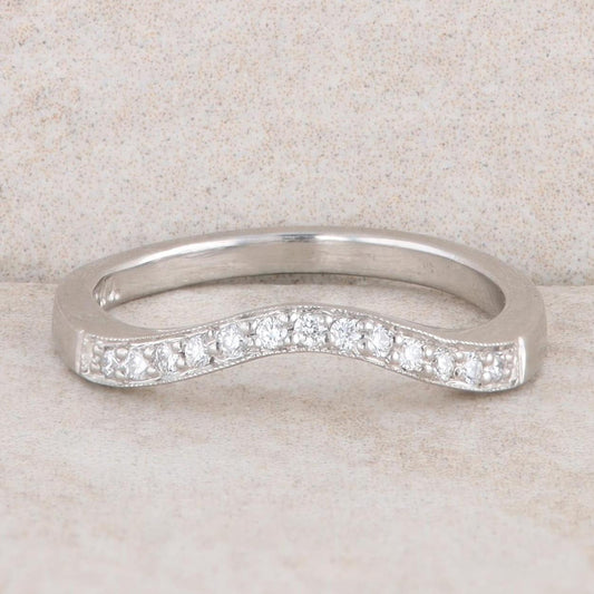 Platinum Diamond Curved Band