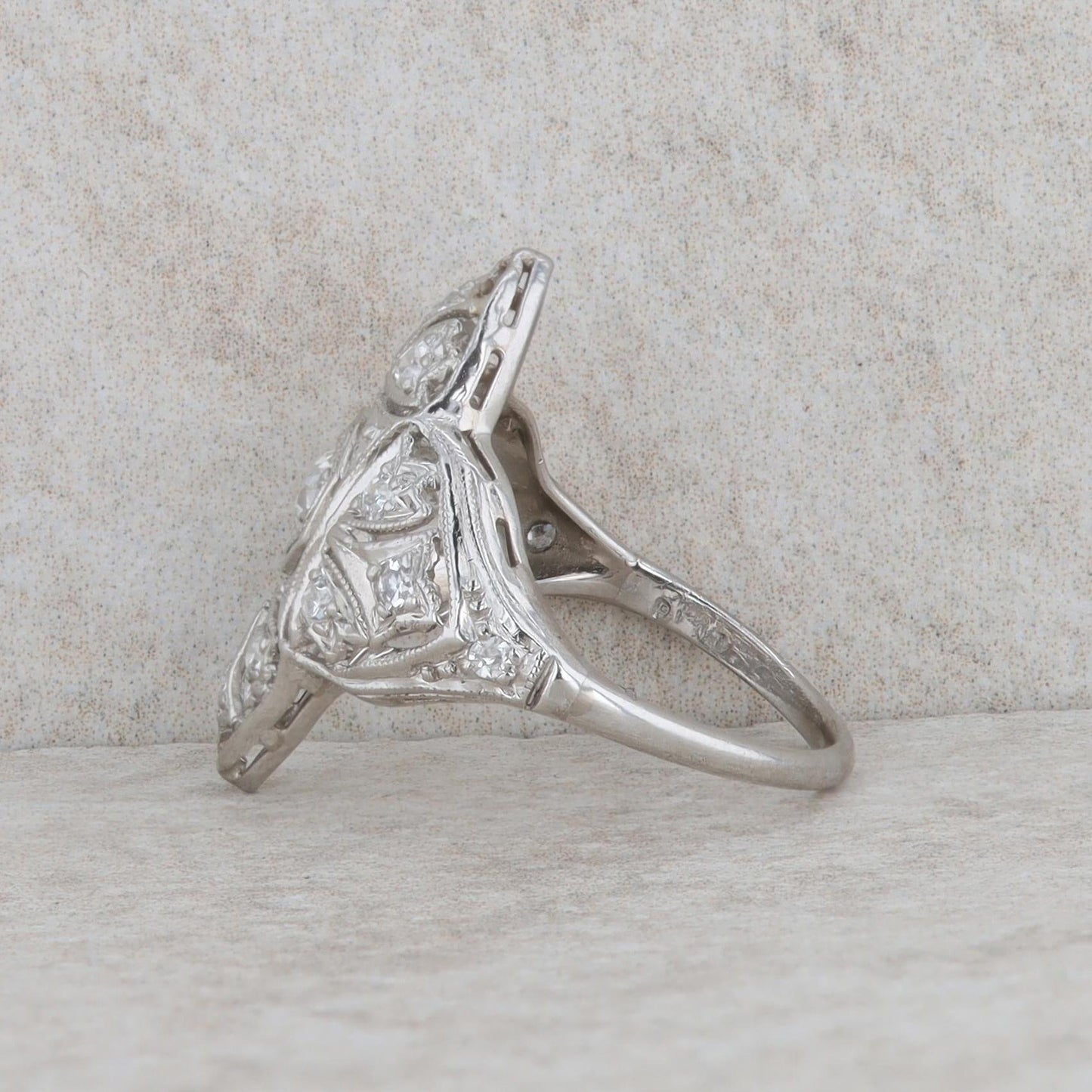 Platinum Vintage Style Diamond Fashion Ring