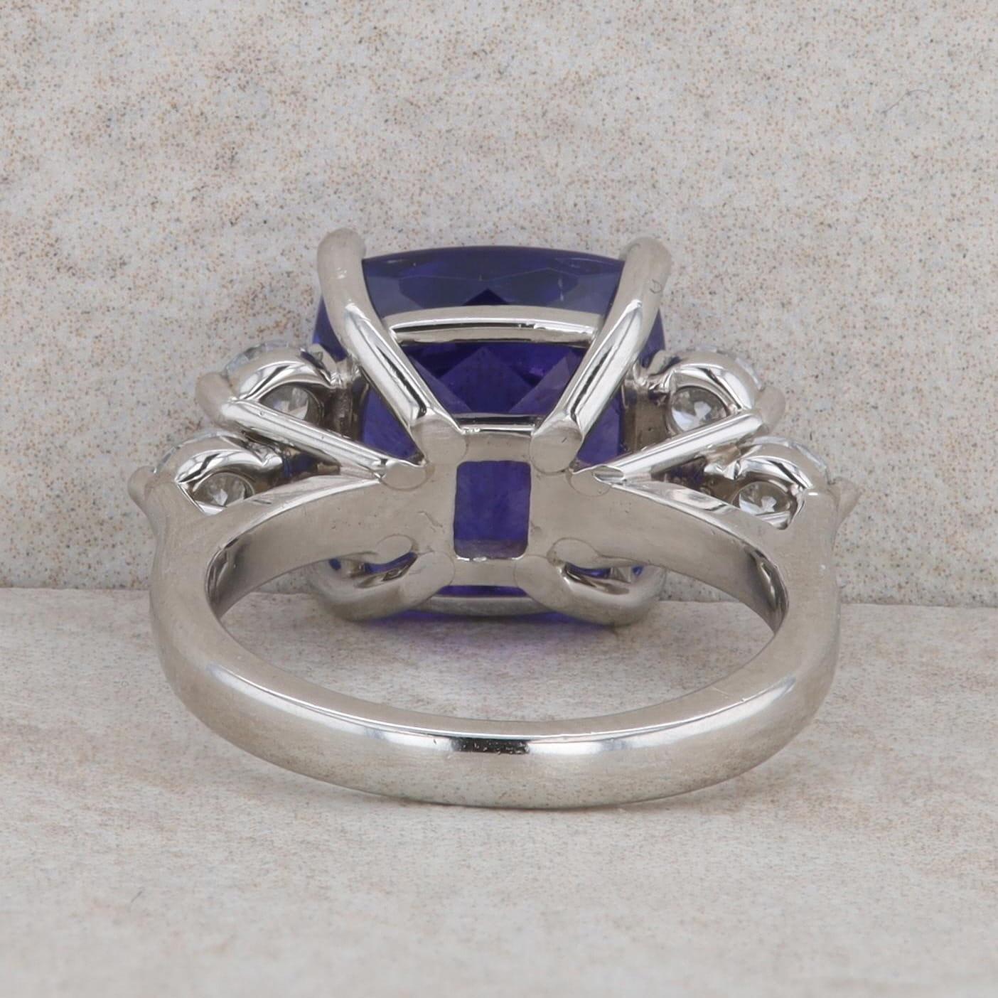 Platinum Cushion Tanzanite and Diamond Fashion Ring