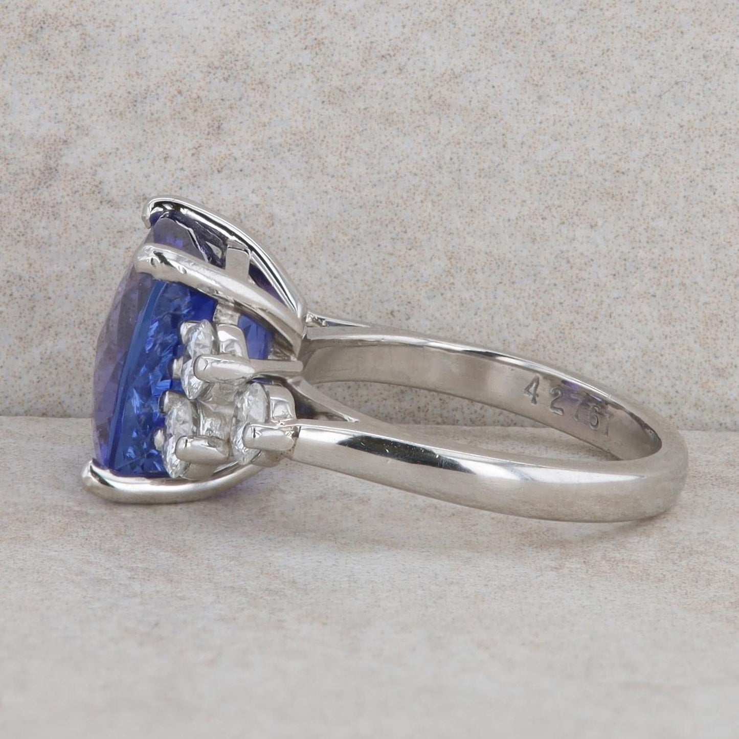 Platinum Cushion Tanzanite and Diamond Fashion Ring