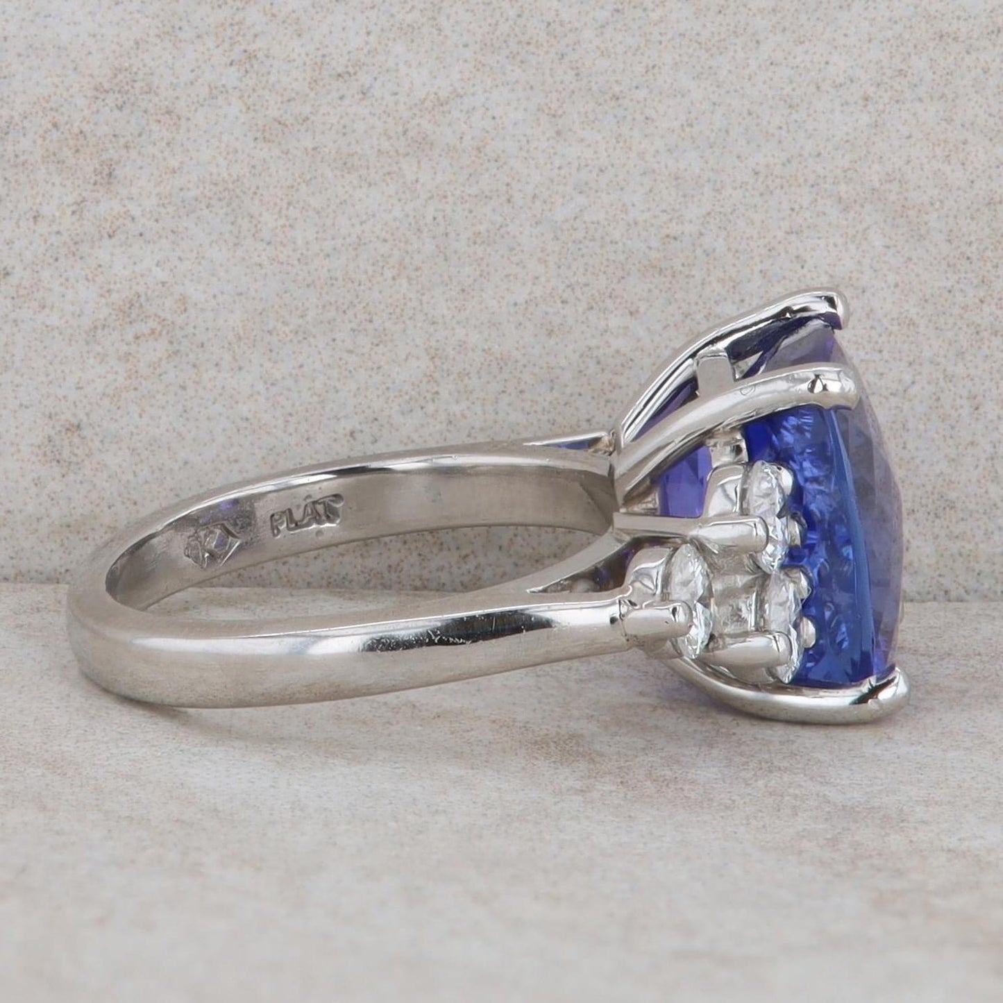 Platinum Cushion Tanzanite and Diamond Fashion Ring