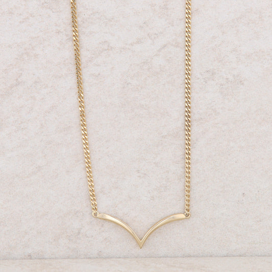 14k Yellow Gold V Shaped Necklace 16" 4.7g