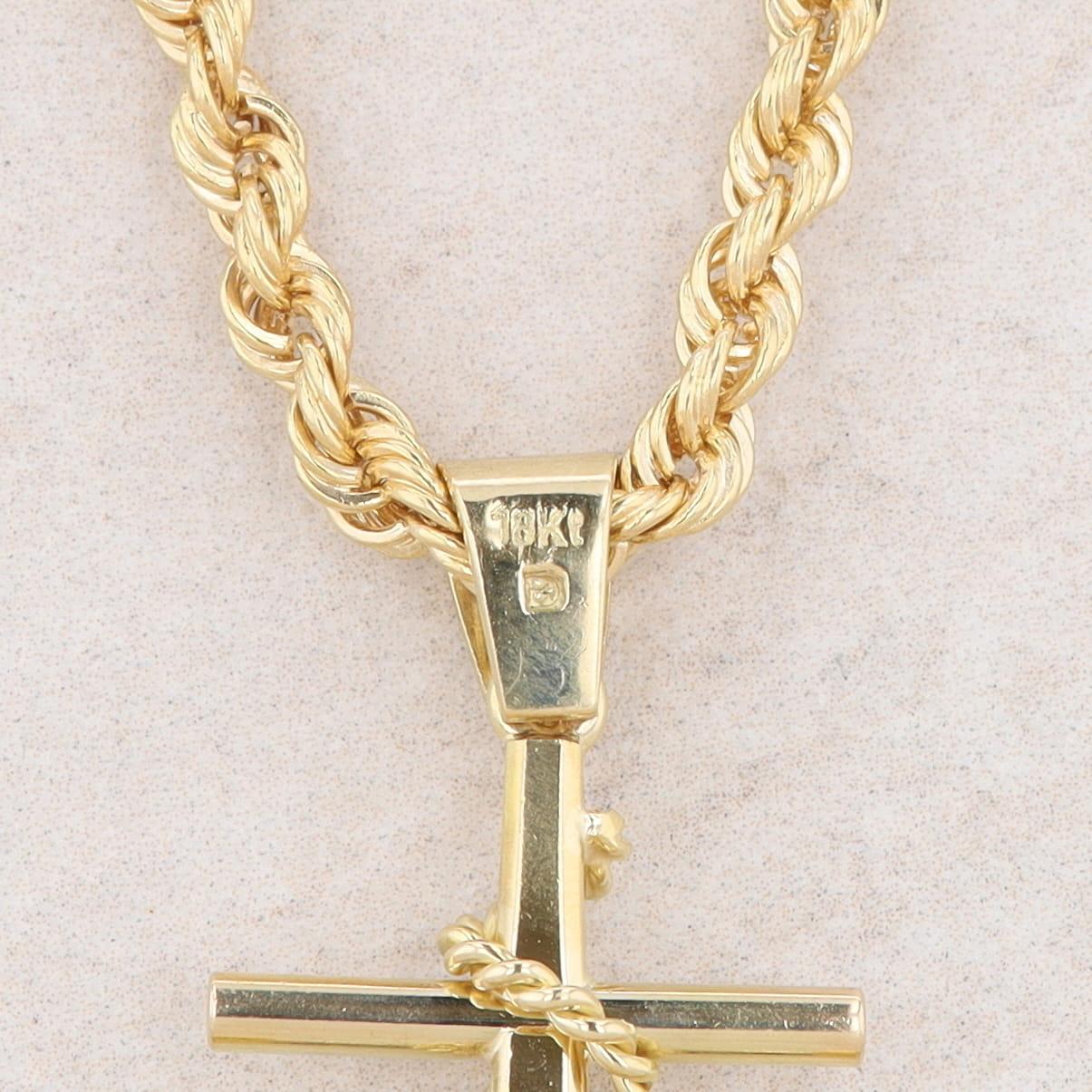 18k Yellow Gold Rope Chain and Anchor Pendant 39.3g